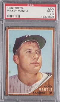 1962 Topps #200 Mickey Mantle – PSA NM+ 7.5